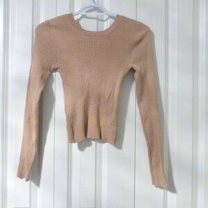 FOREVER 21 light pink sweater with open back lace up details on the back